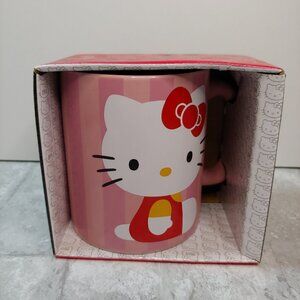 Hello Kitty Sanrio 12 Oz Coffee Mug Pink Stripes New in Box